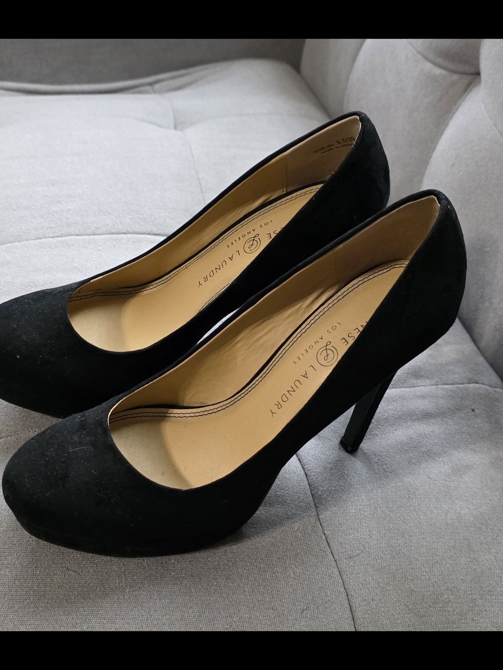 Chinese Laundry Black Suede Round-Toe High Heels